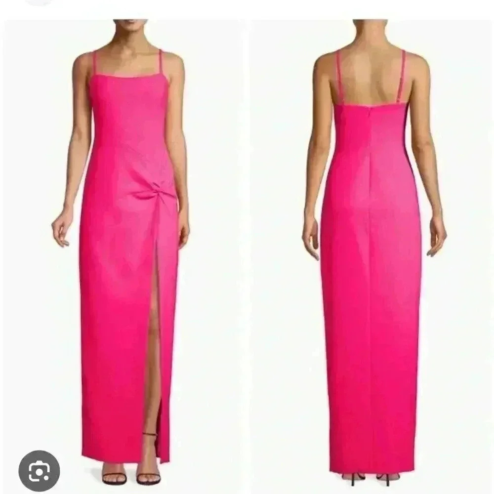 Likely Kiara Twist Fuchsia Pink Maxi Formal Gown Slit Dress Size 12 ⭐
